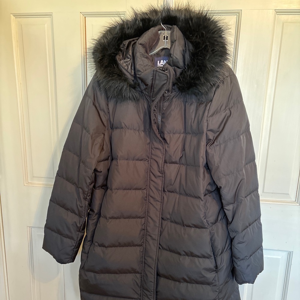 Lands End Winter Coat with Faux Fur trimmed Hood